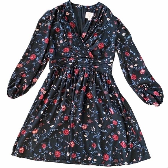 GAL MEETS GLAM Smocked Fit & Flare Silhouette Floral Dress Size 10 NEW - Picture 3 of 10